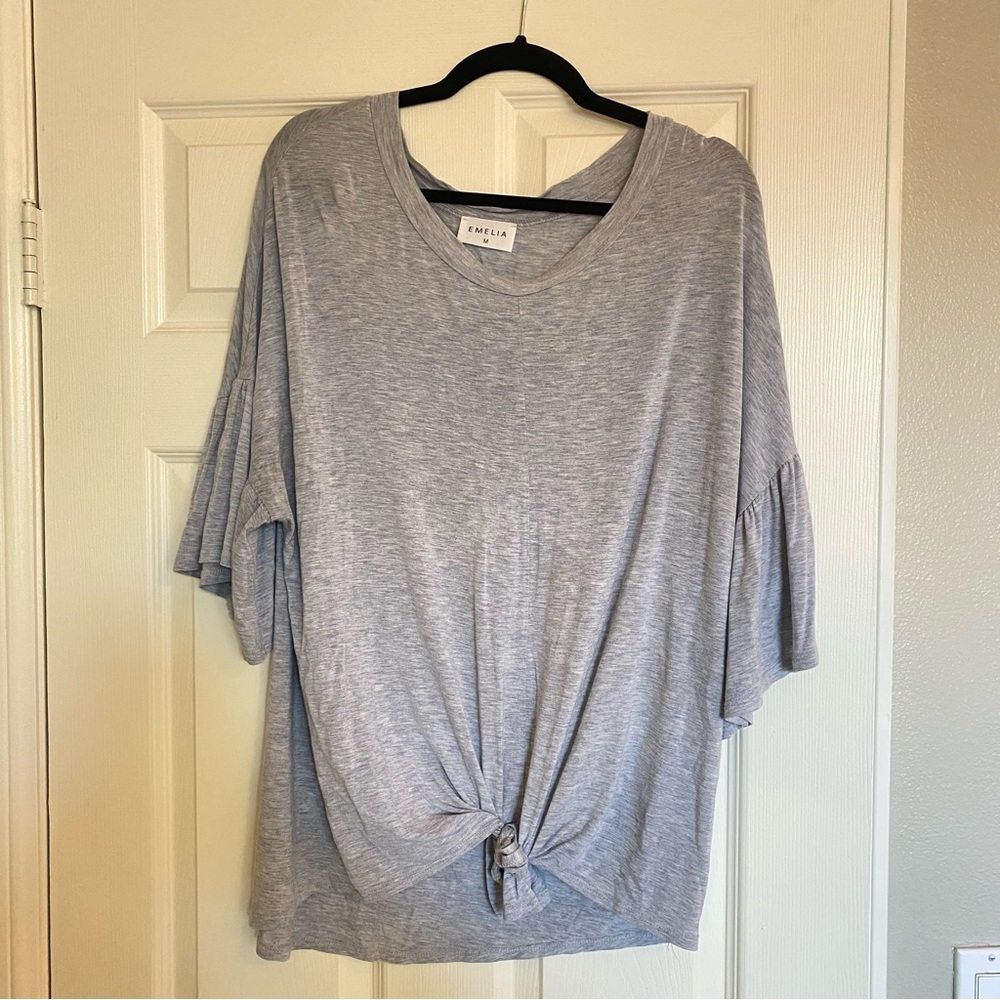 Women's Emelia Gray Oversized Cotton Blouse Size Medium